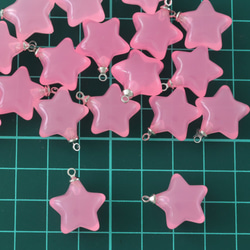 送料無料　チャーム　星　20個　ピンク　半透明　カン付き　アクセサリートップ　スター　ビーズ　キーホルダー　AP1703 5枚目の画像