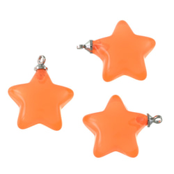 送料無料　チャーム　星　20個　オレンジ半透明　カン付き　アクセサリートップ　スター　ビーズ　キーホルダー　AP1704 2枚目の画像