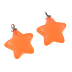 送料無料　チャーム　星　20個　オレンジ半透明　カン付き　アクセサリートップ　スター　ビーズ　キーホルダー　AP1704 3枚目の画像