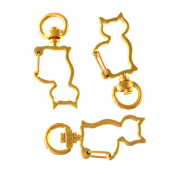 送料無料　キーホルダーパーツ　ネコ　おすわりスマート猫　ゴールド　20個　ナスカン　猫　キーホルダーパーツ　AP1715 3枚目の画像