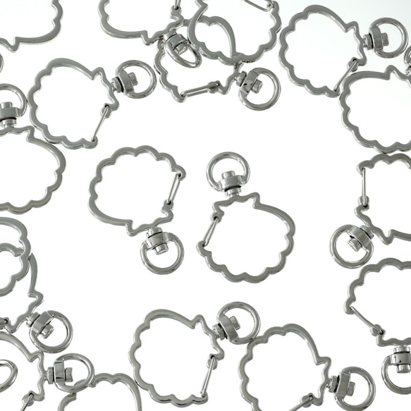 シルバー貝殻型キーホルダー 送料無料 キーホルダーパーツ 貝 シェルカン シルバー 20個