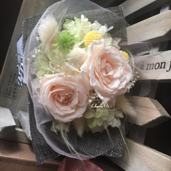 韓式花束-(奶油蜜桃)經典永生花禮盒-Preserved&Dried Flowers 日本進口不凋花/保鮮花 第3張的照片