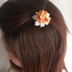 [茱莉亞橘]蕾絲髮飾-柏葉繡球花HairclipPreserved Flowers保鮮花/不凋花/髮夾 第2張的照片