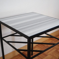サイドテーブル（大理石）ストライプホワイト【受注制作】 3枚目の画像