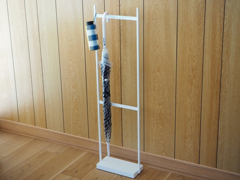 【コンパクトサイズ】umbrella stand(珪藻土),アイアン傘スタンド(ホワイト)