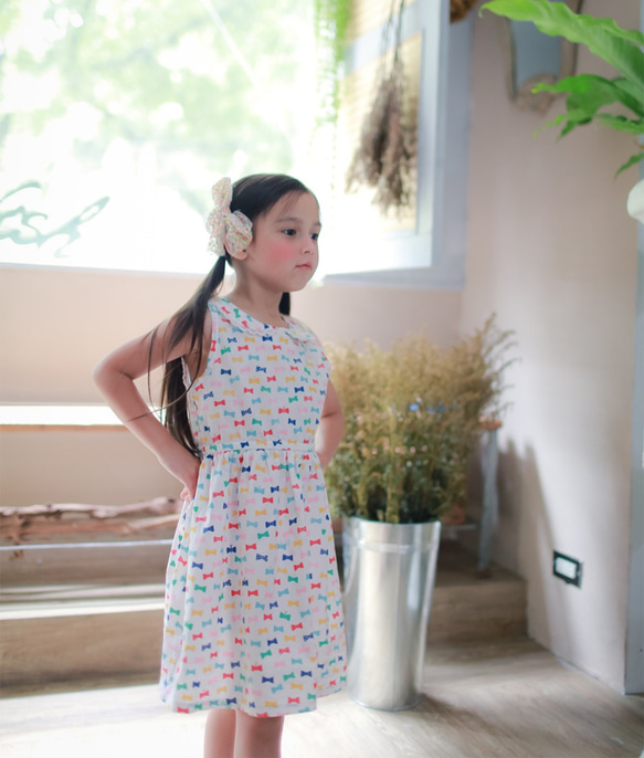 美國細支棉 彩色蝴蝶結洋裝 2歲(90cm)～5歲(120cm） 第5張的照片