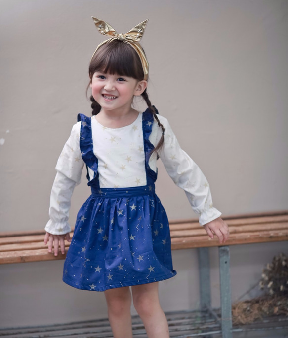 小星星荷葉洋裝  6歲(130cm)～7歲(140cm） 第3張的照片