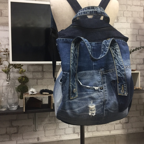 デニムリメイクリュック・*:..。2WAYバッグ リュック・バック デニムリメイクリュック・*:..。2WAYバッグ リュック・バック