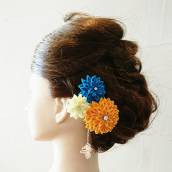 浴衣髪飾り『夏色の花と金魚』 1枚目の画像