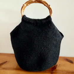 『pompom』Halter-Bag（麻紐/Black） 2枚目の画像