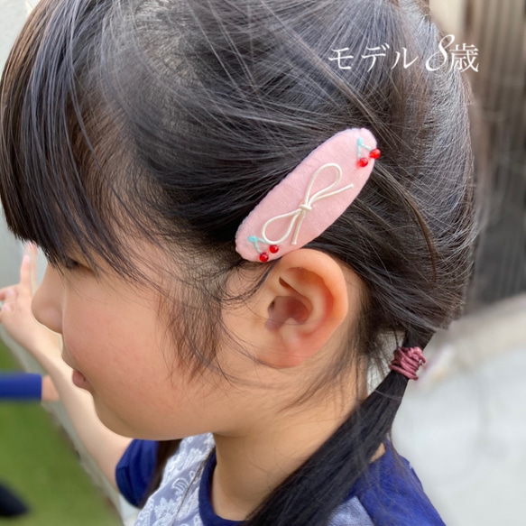 さくらんぼ ♡ ヘアピン　パッチンピン　ガーリー　ポップ　な　サクランボ　お揃い　リンクコーデ　にも♡ 3枚目の画像