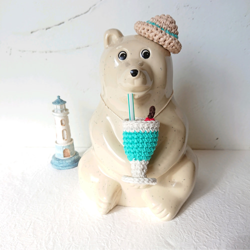 しろくま貯金箱麦わら帽子2点セット