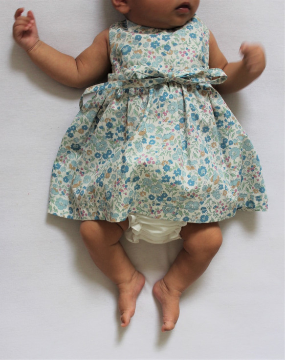 Baby コットンフラワー　カシュクールワンピース　（新生児～サイズ６０） 4枚目の画像