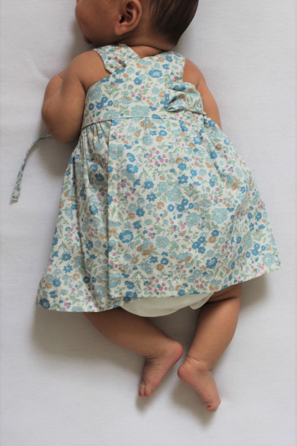 Baby コットンフラワー　カシュクールワンピース　（新生児～サイズ６０） 5枚目の画像