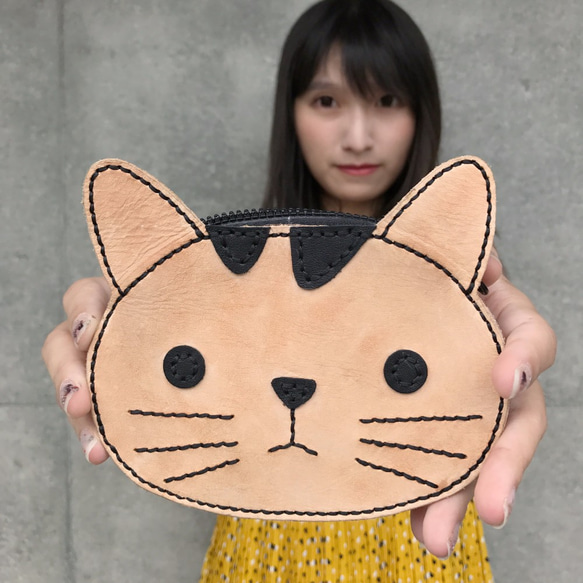 【喵吉】喵吉零錢包－平面版　貓咪 皮革 零錢包 第4張的照片