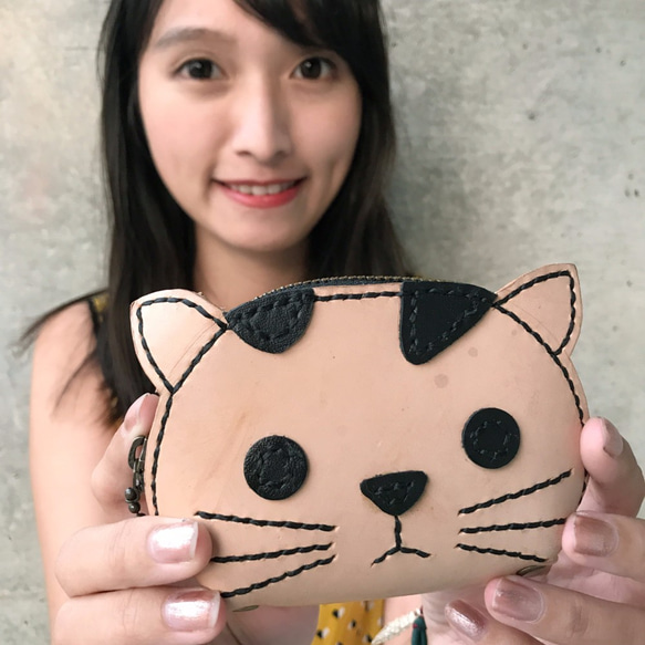 [喵吉]喵吉零钱包 - 三次元の猫の革の財布の財布 4枚目の画像