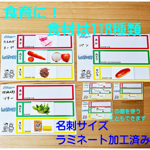 食育セット　食材あそびセット　(名刺サイズ） 食育に　料理に　栄養素の学習に 2枚目の画像