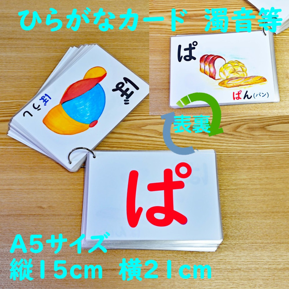 激安直営店 大きなサイズのひらがなカード 濁音等 おもちゃ・人形 A5サイズ 絵本/児童書