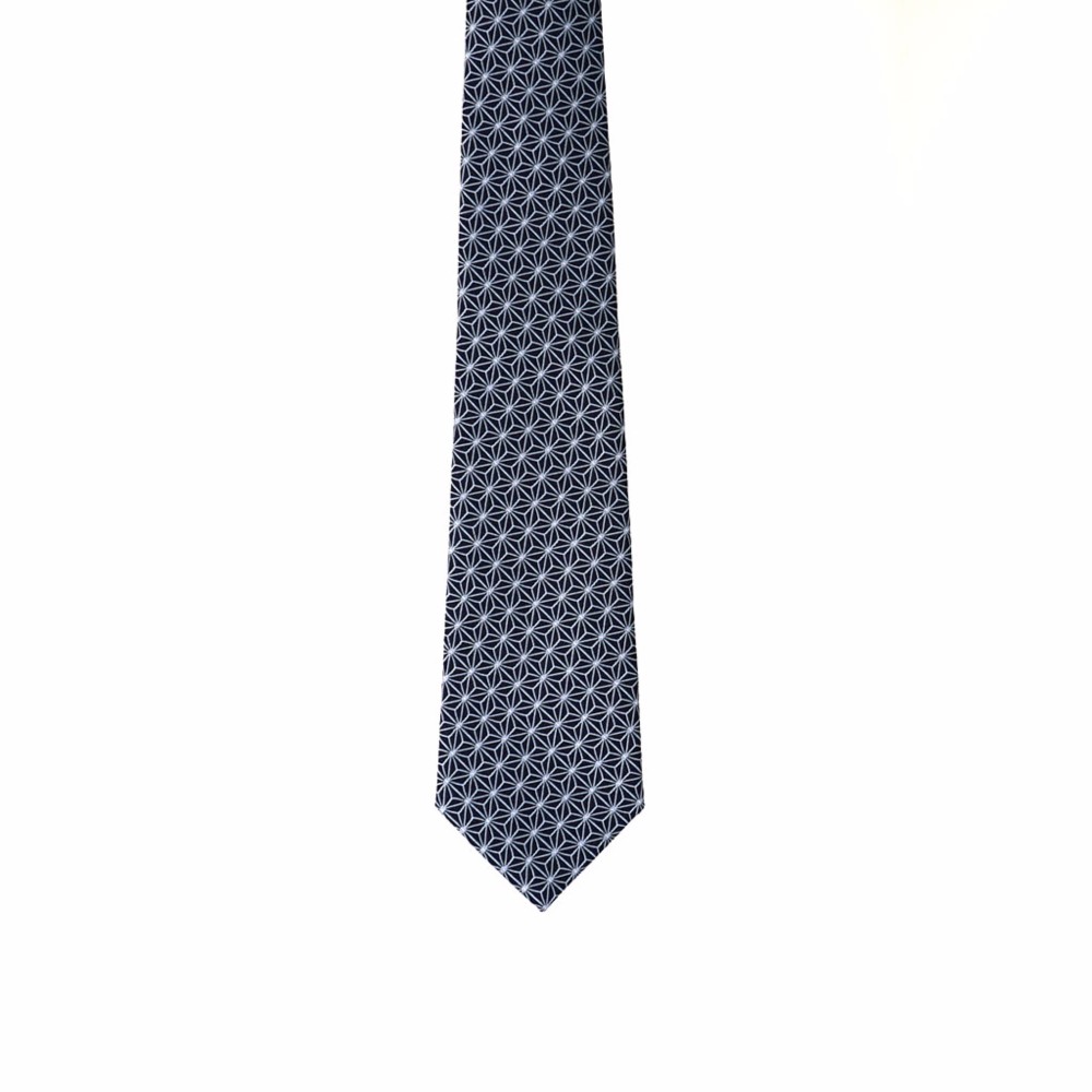 甲斐絹・ネクタイ・麻の葉ブルー