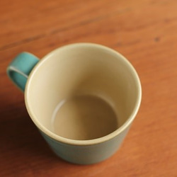 シンプルで使いやすい　益子焼コーヒーカップ＆ソーサーセット（青） 3枚目の画像