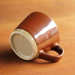 シンプルで使いやすい　益子焼コーヒーカップ＆ソーサーセット（茶） 3枚目の画像