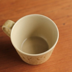 シンプルで使いやすい　益子焼コーヒーカップ＆ソーサーセット（黄色） 2枚目の画像
