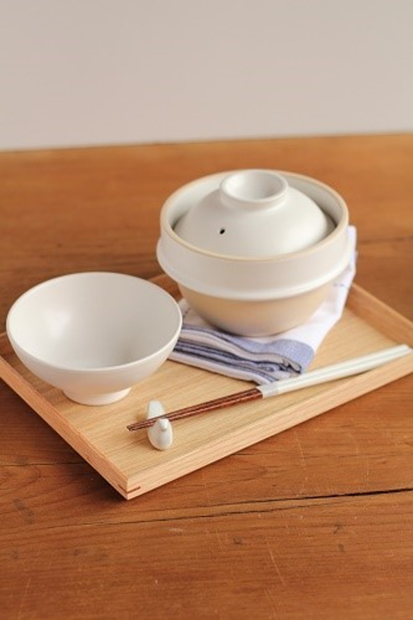 美味しいご飯が手軽に炊ける益子焼の一合土釜　kamacco（白） 2枚目の画像