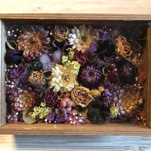 ウッドボックス ドライフラワーアレンジメント ドライフラワー SEVENTH