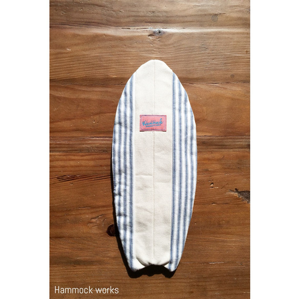 SURFBOARD CLUTCH BAG "vintage blue stripe" 第2張的照片