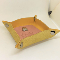 レザートレイ　ミニ【折りたたみ式】猫スタンプ＆ネーム刻印入り 2枚目の画像