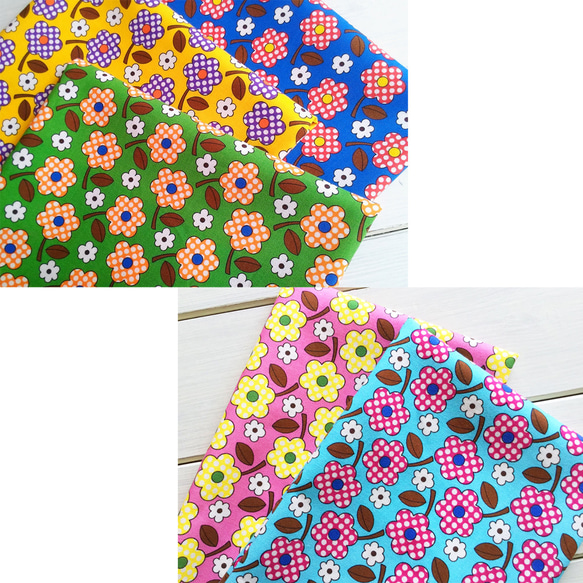 メルカリ便♡花柄＆水玉（ドット）　エプロン♡昭和レトロ♡デニプロン♡日本製 予約販売】#36水玉の花 /生地 花柄 昭和レトロ 水玉 生地 257 通販