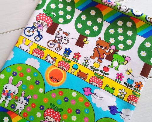 予約販売】#44水玉リンゴちゃん三輪車でGO /生地 リンゴ