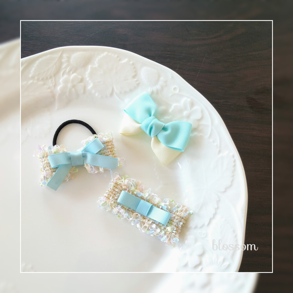 ツイードリボン ベビーヘアクリップ ヘアピン ヘアゴム ヘアアクセサリー 髪飾り ツイードリボン ベビーヘアクリップ ヘアピン ヘアゴム ヘア