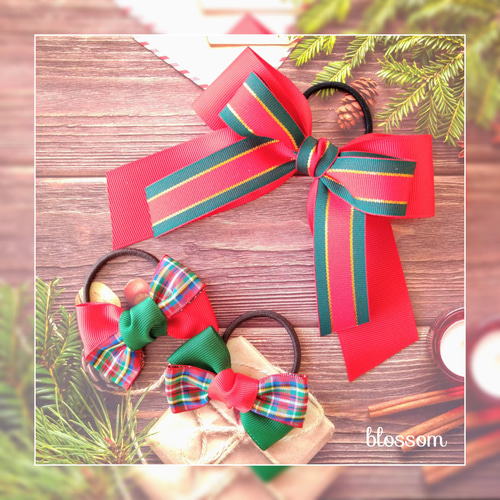 再販]XR(l) クリスマス リボン 3個セット ヘアーアクセサリー