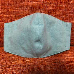 優しい緑色 Lサイズ リネン マスク ノーズワイヤー入り 不織布を入れるポケットがあります 保冷剤でもOK 緑 1枚目の画像