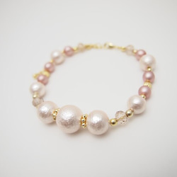 Pink white cotton pearl bracelet *Pink blossom* 第1張的照片