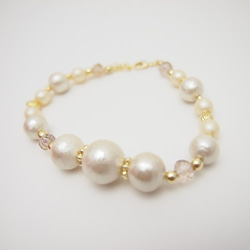 Kisuka cotton  pearl bracelet *Vanilla cream* 1枚目の画像