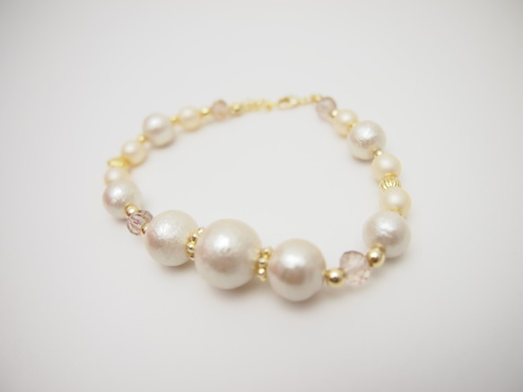 Kisuka cotton  pearl bracelet *Vanilla cream* 1枚目の画像
