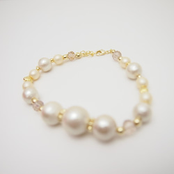 Kisuka cotton  pearl bracelet *Vanilla cream* 2枚目の画像