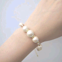 Kisuka cotton  pearl bracelet *Vanilla cream* 3枚目の画像