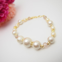 Kisuka cotton  pearl bracelet *Vanilla cream* 4枚目の画像