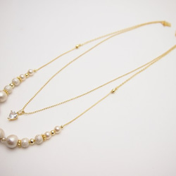 Twinkle heart Zirconia necklace＊cream＊ 2枚目の画像