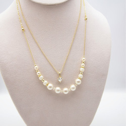 Twinkle heart Zirconia necklace＊cream＊ 4枚目の画像