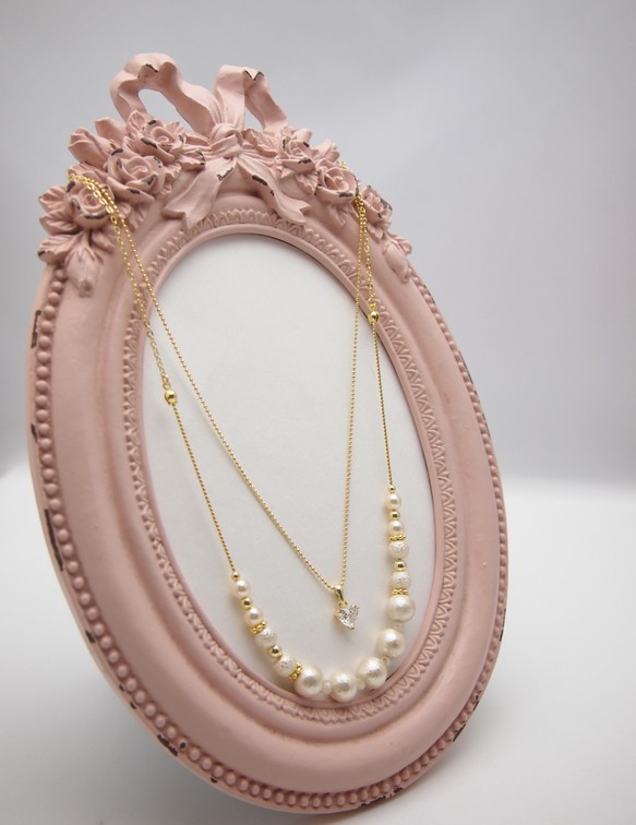 Twinkle heart Zirconia necklace＊cream＊ 5枚目の画像