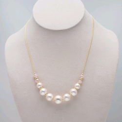 Pink white cotton  pearl necklace *pink glass* 4枚目の画像