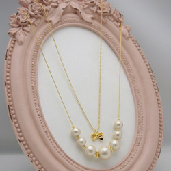 Ribbon & Kisuka cotton pearl necklace 第4張的照片