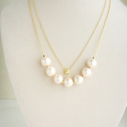 Flower & Pink white cotton pearl necklace 第4張的照片