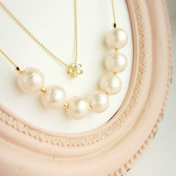 Flower & Pink white cotton pearl necklace 第5張的照片