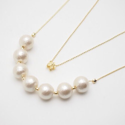 Flower & Kisuka cotton pearl necklace 2枚目の画像