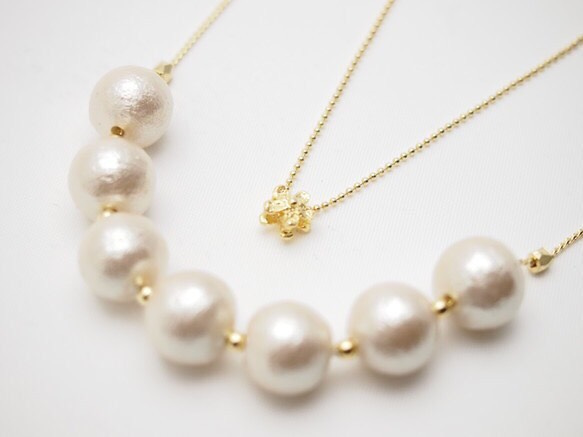 Flower & Kisuka cotton pearl necklace 3枚目の画像